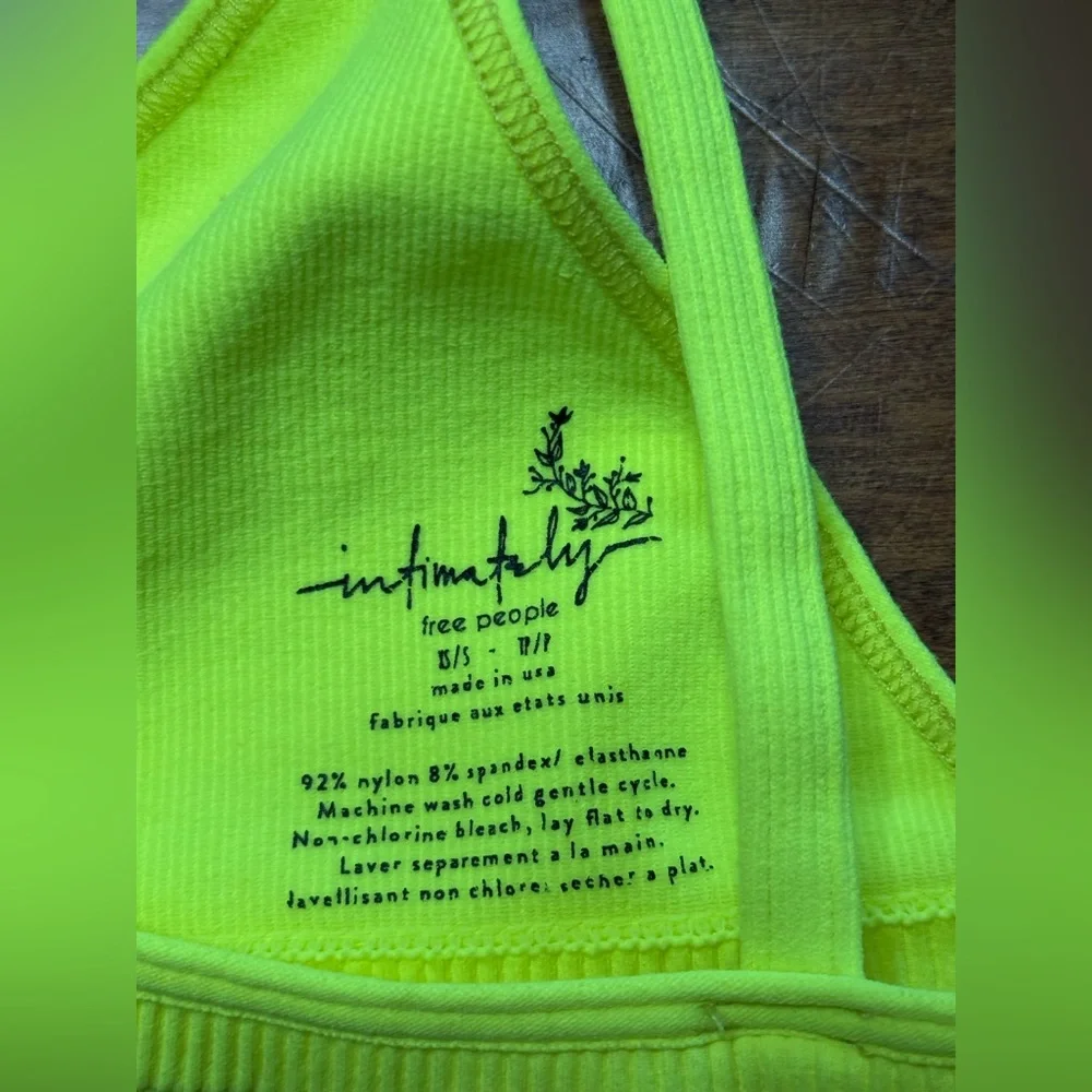 Free People Intimately Neon Yellow Strappy Bralette NWOT